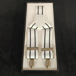 COPY - MEN'S FERRECCI WHT-BLK STRIPE CLIP END SUSPENDERS.